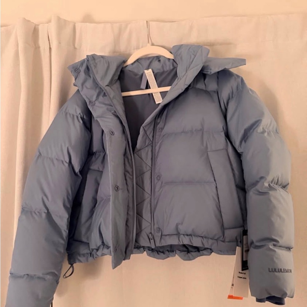 Lululemon Athletica Wunder Puff Cropped Jacket in Light Blue